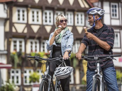 Fahrradfahrer in der Fachwerkstadt Wolfenbüttel